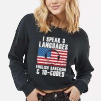 Funny Dispatcher 911 Emergency Operator Thin Yellow Line Cropped Pullover Crew