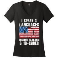 Funny Dispatcher 911 Emergency Operator Thin Yellow Line Women's V-Neck T-Shirt