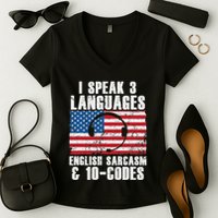 Funny Dispatcher 911 Emergency Operator Thin Yellow Line Women's V-Neck T-Shirt