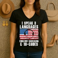 Funny Dispatcher 911 Emergency Operator Thin Yellow Line Women's V-Neck T-Shirt
