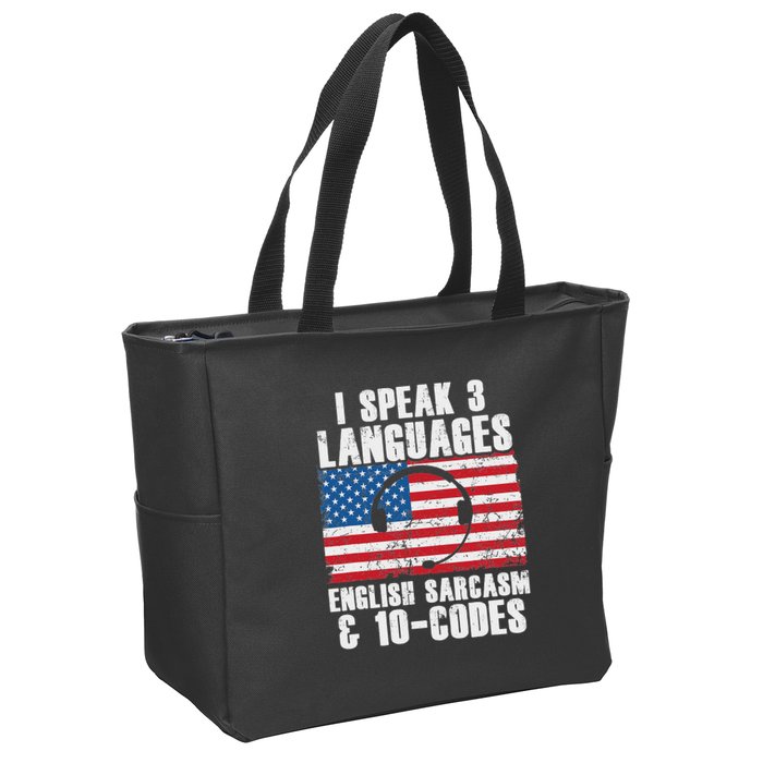 Funny Dispatcher 911 Emergency Operator Thin Yellow Line Zip Tote Bag