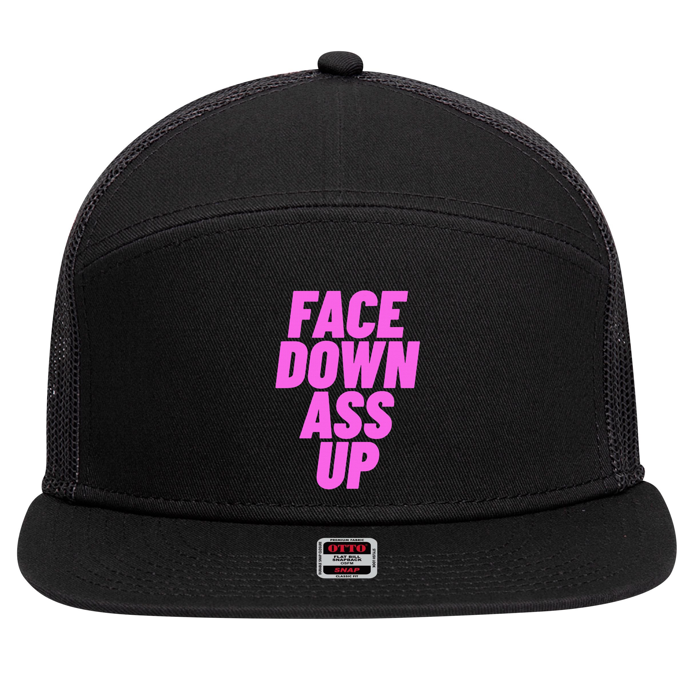 Face Down Ass Up Bimbo 7 Panel Mesh Trucker Snapback Hat