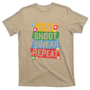 Father's Day Aim Shoot Swear Repeat Billiards Dad Gift For Dad T-Shirt