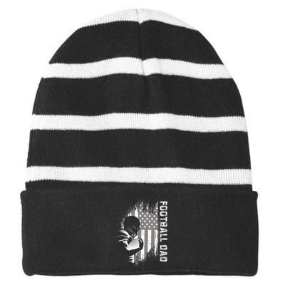 Football Dad American Football Striped Beanie with Solid Band