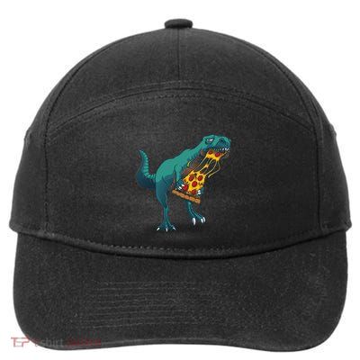 Funny Dinosaur Art Dinosaur Pizza Slice Lover 7-Panel Snapback Hat