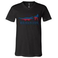 Funny DeSantis Alligator Donkey 2024 Governor President V-Neck T-Shirt