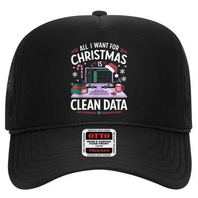 Funny Data Analyst Christmas Pun For Data Nerds Christmas 24 High Crown Mesh Back Trucker Hat