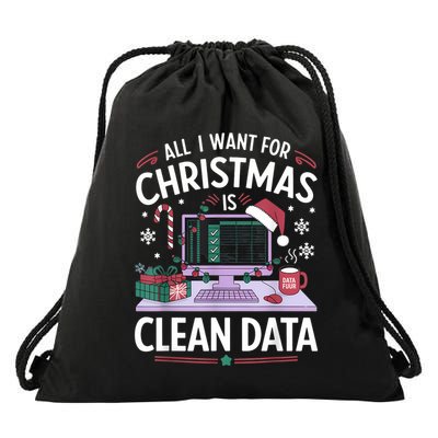 Funny Data Analyst Christmas Pun For Data Nerds Christmas 24 Drawstring Bag