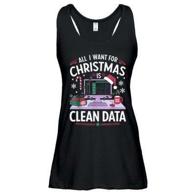 Funny Data Analyst Christmas Pun For Data Nerds Christmas 24 Ladies Essential Flowy Tank