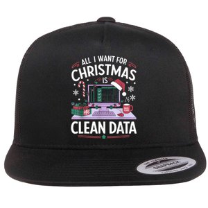 Funny Data Analyst Christmas Pun For Data Nerds Christmas 24 Flat Bill Trucker Hat