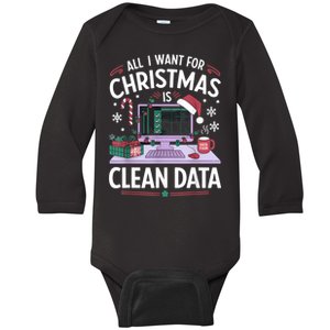 Funny Data Analyst Christmas Pun For Data Nerds Christmas 24 Baby Long Sleeve Bodysuit