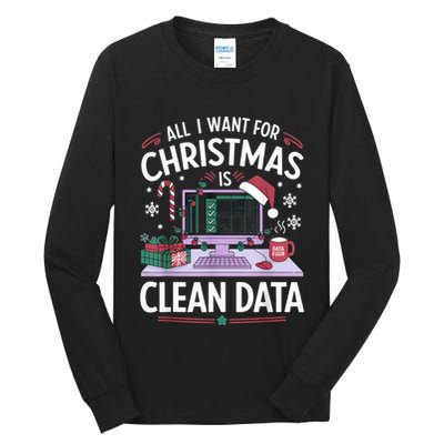 Funny Data Analyst Christmas Pun For Data Nerds Christmas 24 Tall Long Sleeve T-Shirt