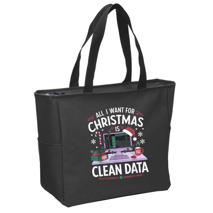 Funny Data Analyst Christmas Pun For Data Nerds Christmas 24 Zip Tote Bag