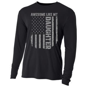 FatherS Day Awesome Like My Daughter Us American Flag Cooling Performance Long Sleeve Crew