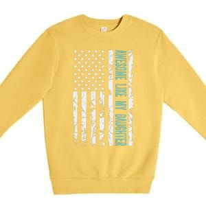 FatherS Day Awesome Like My Daughter With Us American Flag Premium Crewneck Sweatshirt