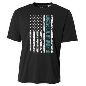 FatherS Day Awesome Like My Daughter With Us American Flag Cooling Performance Crew T-Shirt