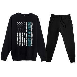 FatherS Day Awesome Like My Daughter With Us American Flag Premium Crewneck Sweatsuit Set