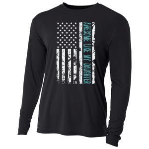 FatherS Day Awesome Like My Daughter With Us American Flag Cooling Performance Long Sleeve Crew