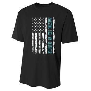 FatherS Day Awesome Like My Daughter With Us American Flag Performance Sprint T-Shirt