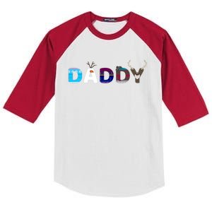 Frozen Dad And Mom Birthday Daddy Family Party Snowman Kids Colorblock Raglan Jersey