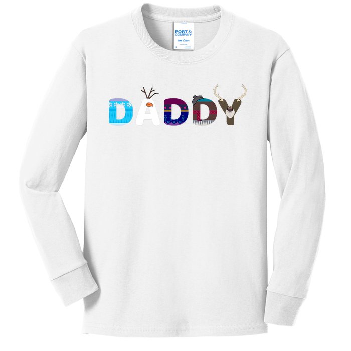 Frozen Dad And Mom Birthday Daddy Family Party Snowman Kids Long Sleeve Shirt