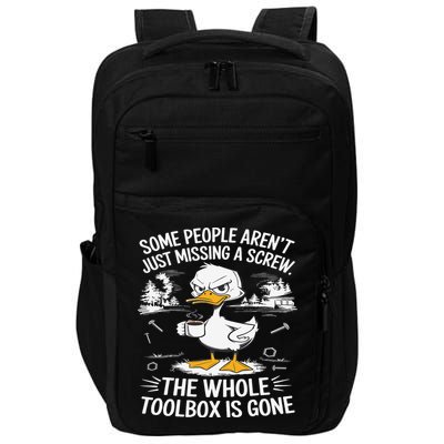 Funny Duck Arent Missing A Screw The Whole Toolbox Is Gone Impact Tech Backpack