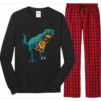 Funny Dinosaur Art For  Dinosaur Pizza Slice Lover Long Sleeve Pajama Set