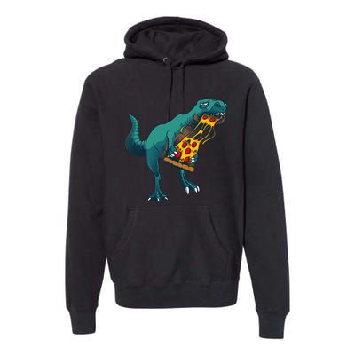 Funny Dinosaur Art For  Dinosaur Pizza Slice Lover Premium Hoodie