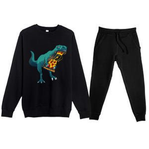 Funny Dinosaur Art For  Dinosaur Pizza Slice Lover Premium Crewneck Sweatsuit Set