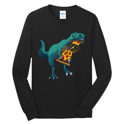 Funny Dinosaur Art For  Dinosaur Pizza Slice Lover Tall Long Sleeve T-Shirt