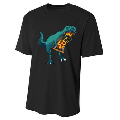 Funny Dinosaur Art For  Dinosaur Pizza Slice Lover Performance Sprint T-Shirt