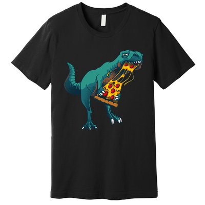 Funny Dinosaur Art For  Dinosaur Pizza Slice Lover Premium T-Shirt