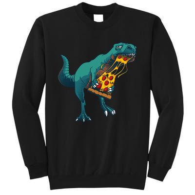 Funny Dinosaur Art For  Dinosaur Pizza Slice Lover Tall Sweatshirt