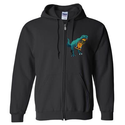 Funny Dinosaur Art For  Dinosaur Pizza Slice Lover Full Zip Hoodie