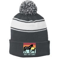 Funny Dog And Horse Lovers Great Dane Not The Same Humorous Stripe Pom Pom Beanie