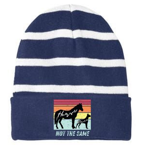 Funny Dog And Horse Lovers Great Dane Not The Same Humorous Striped Beanie with Solid Band