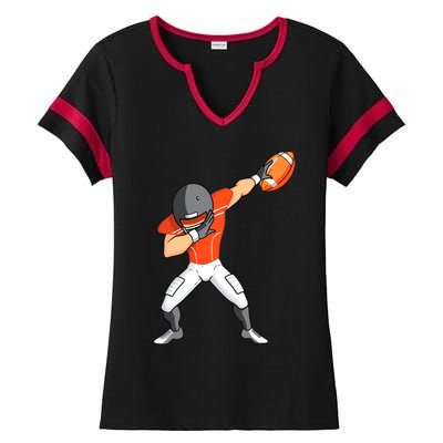 Footballer Dabbing American Football Funny Dab Gift Ladies Halftime Notch Neck Tee