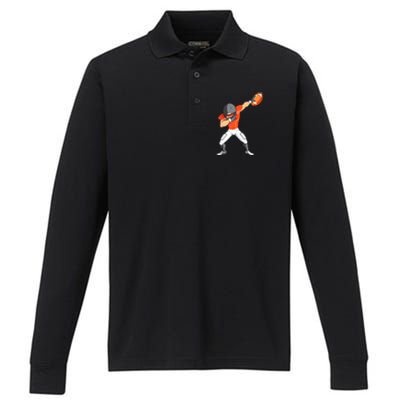 Footballer Dabbing American Football Funny Dab Gift Performance Long Sleeve Polo