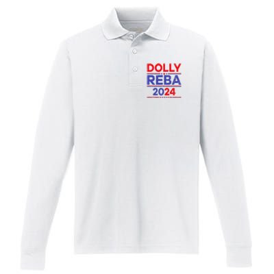 Funny Dolly And Reba 2024 Design Performance Long Sleeve Polo