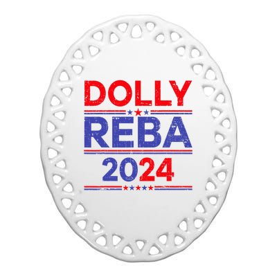 Funny Dolly And Reba 2024 Design Ceramic Oval Ornament