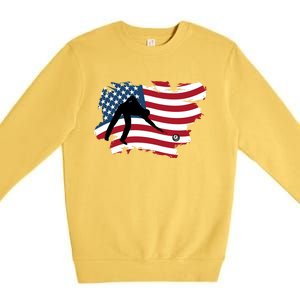 Father's Day American Flag Snooker Billiards Lover Retro Gift For Dad Premium Crewneck Sweatshirt