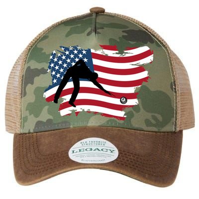 Father's Day American Flag Snooker Billiards Lover Retro Gift For Dad Legacy Tie Dye Trucker Hat