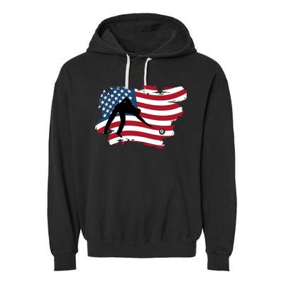 Father's Day American Flag Snooker Billiards Lover Retro Gift For Dad Garment-Dyed Fleece Hoodie