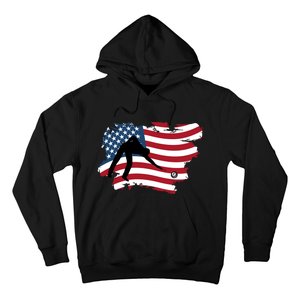 Father's Day American Flag Snooker Billiards Lover Retro Gift For Dad Hoodie