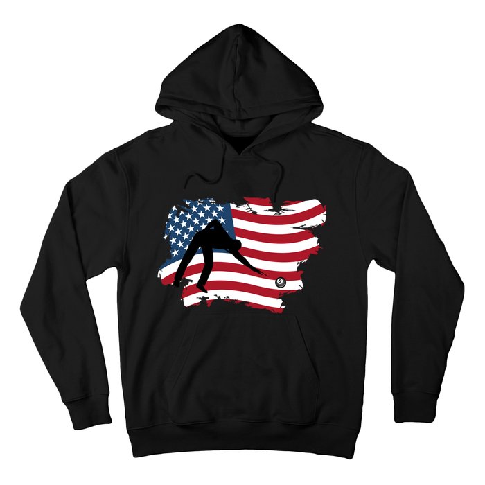 Father's Day American Flag Snooker Billiards Lover Retro Gift For Dad Hoodie