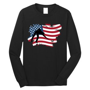 Father's Day American Flag Snooker Billiards Lover Retro Gift For Dad Long Sleeve Shirt