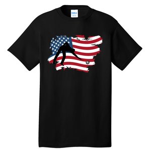 Father's Day American Flag Snooker Billiards Lover Retro Gift For Dad Tall T-Shirt