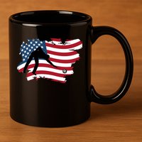 Father's Day American Flag Snooker Billiards Lover Retro Gift For Dad 11oz C Handle Ceramic Mug