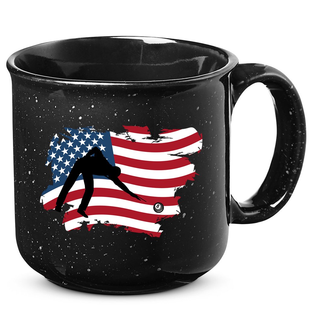 Father's Day American Flag Snooker Billiards Lover Retro Gift For Dad 15oz Campfire Ceramic Mug