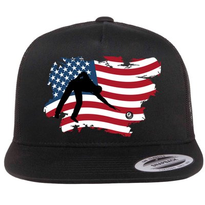 Father's Day American Flag Snooker Billiards Lover Retro Gift For Dad Flatbill Hat